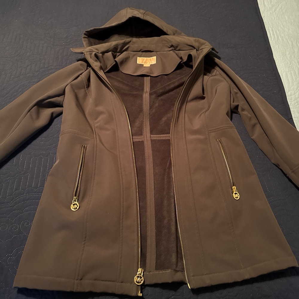 Michael Kors Brown Utility Jacket with Gold Accents